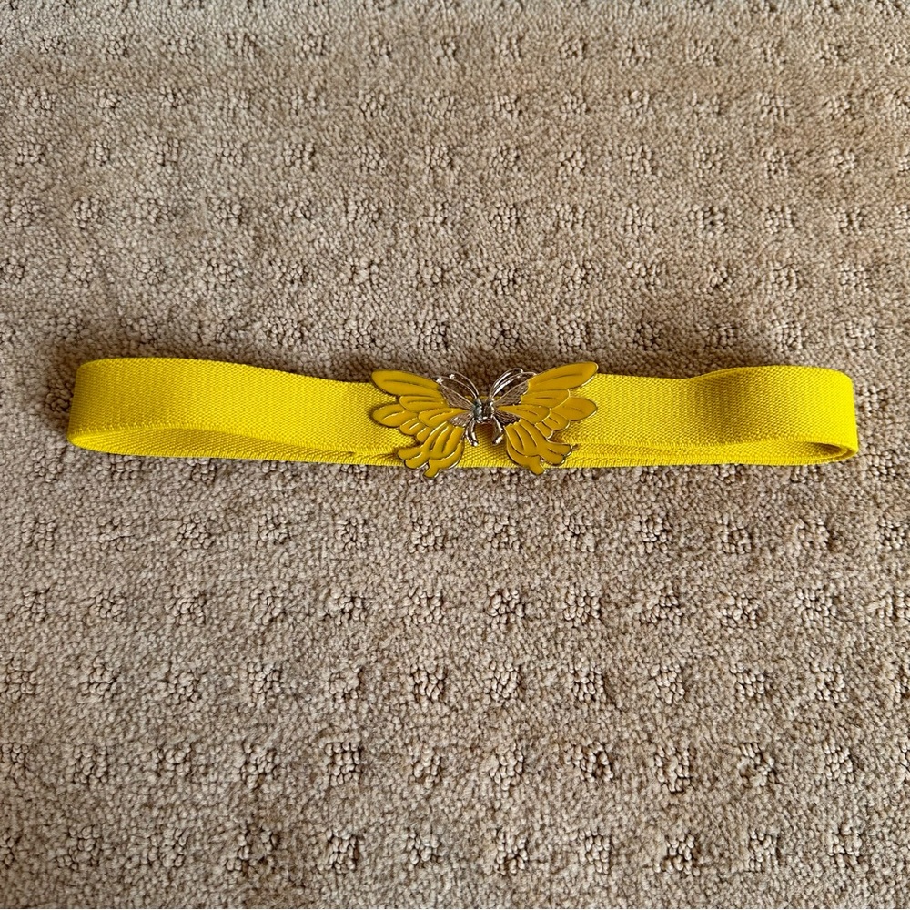 Vintage yellow elastic stretchy butterfly belt 80s/90s/y2k